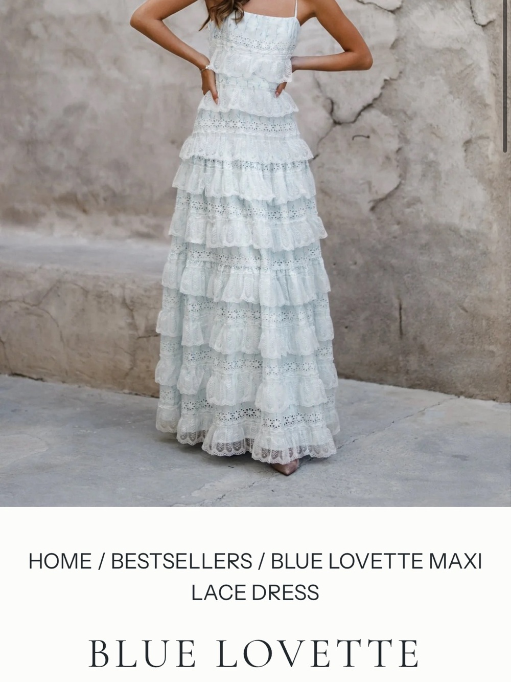 Blue Lovette Maxi Lace Tiered Dress - Pale Blue